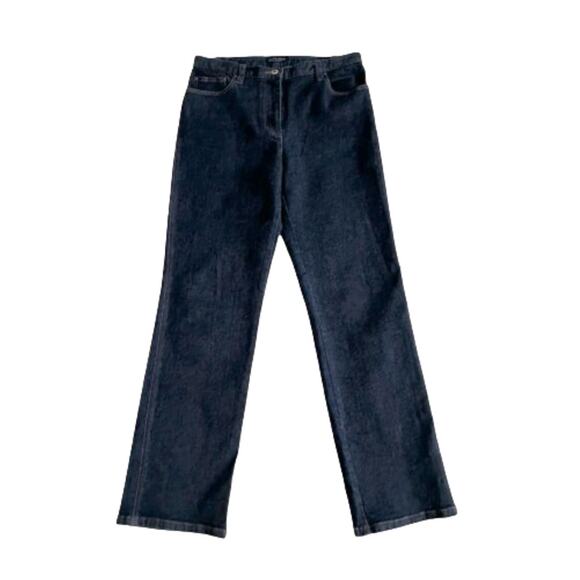 Ann Taylor Stretch Dark Wash Low Rise Straight Wide Leg Denim Jeans Size 8R - Picture 12 of 12